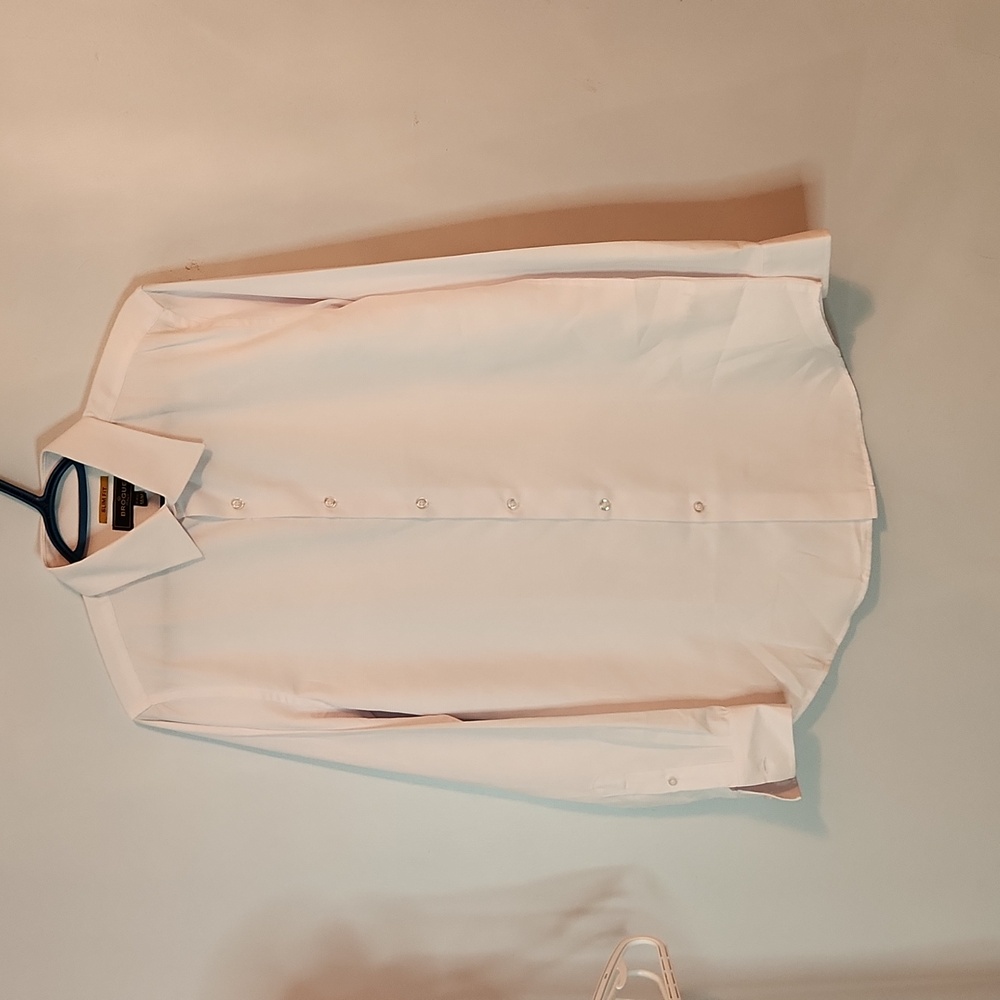 Brogue Italy slim fit white waffle print long sleeve button down shirt